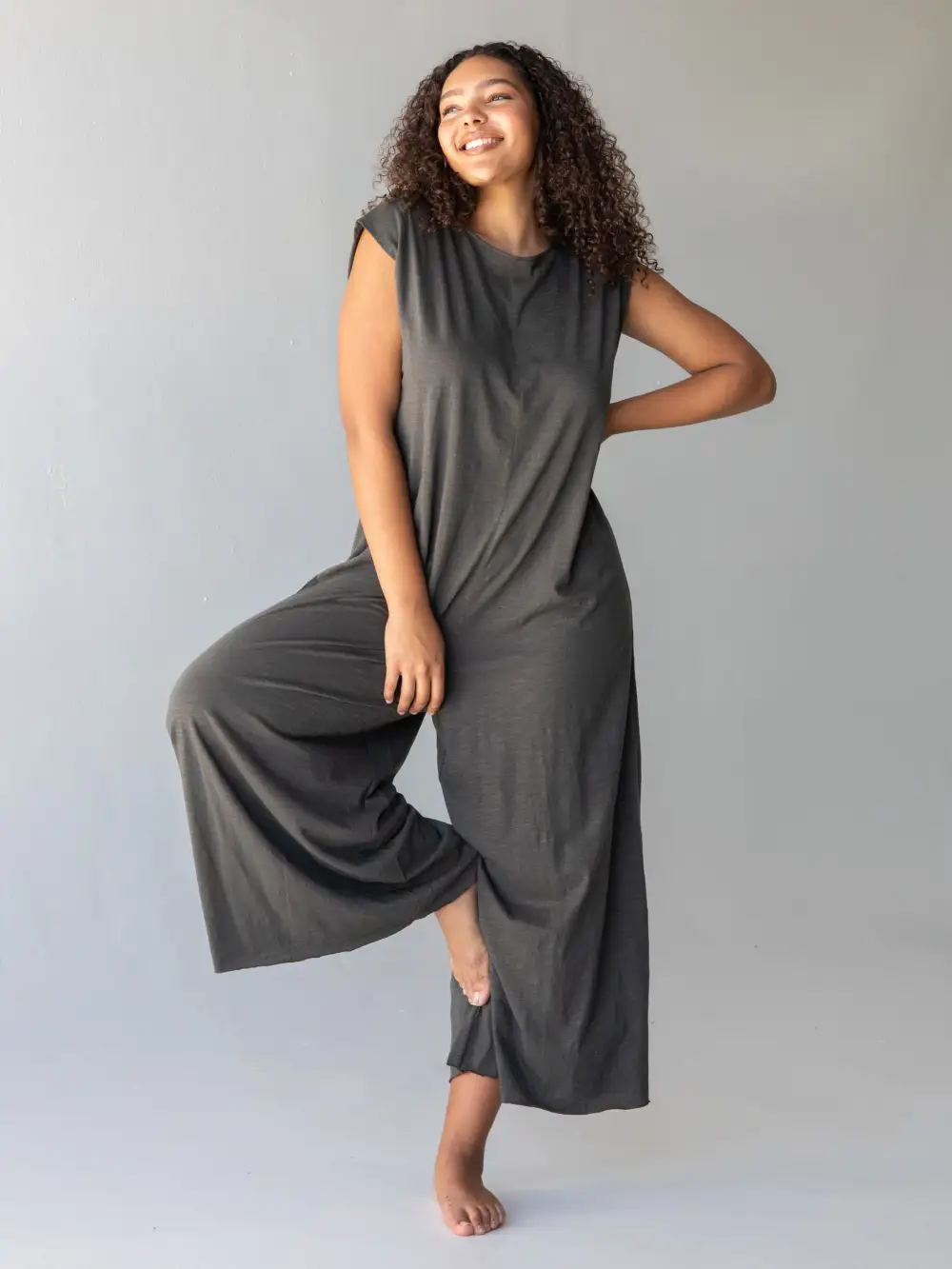 Dylan Reversible Cotton Jumpsuit - Washed Charcoal