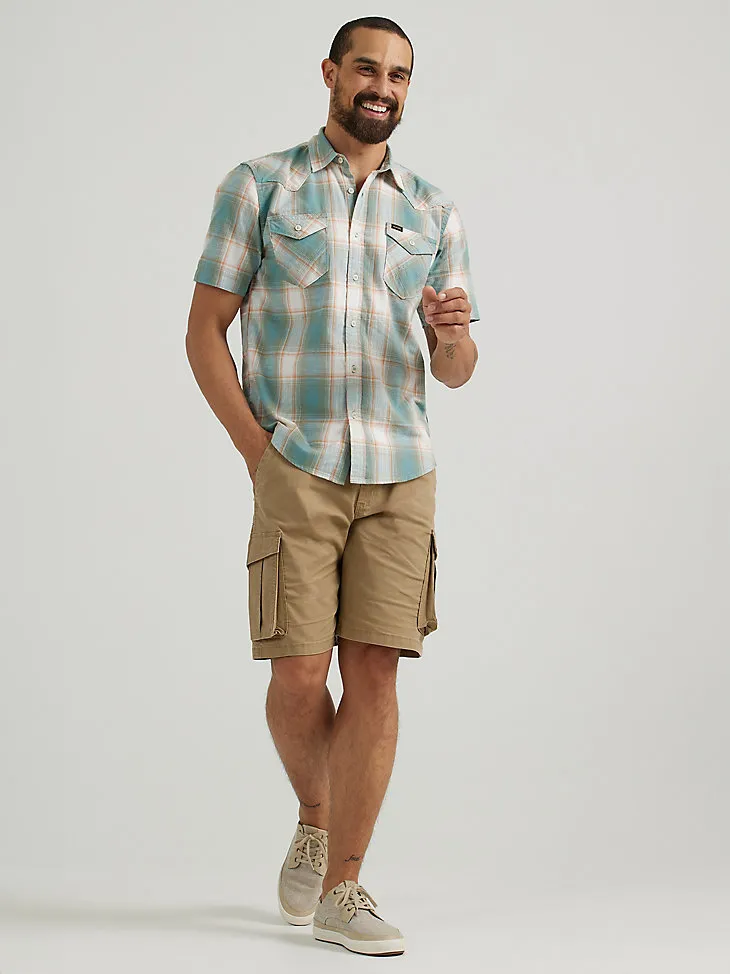 MEN'S SHORT SLEEVE PLAID SHIRT IN SEQUOIA