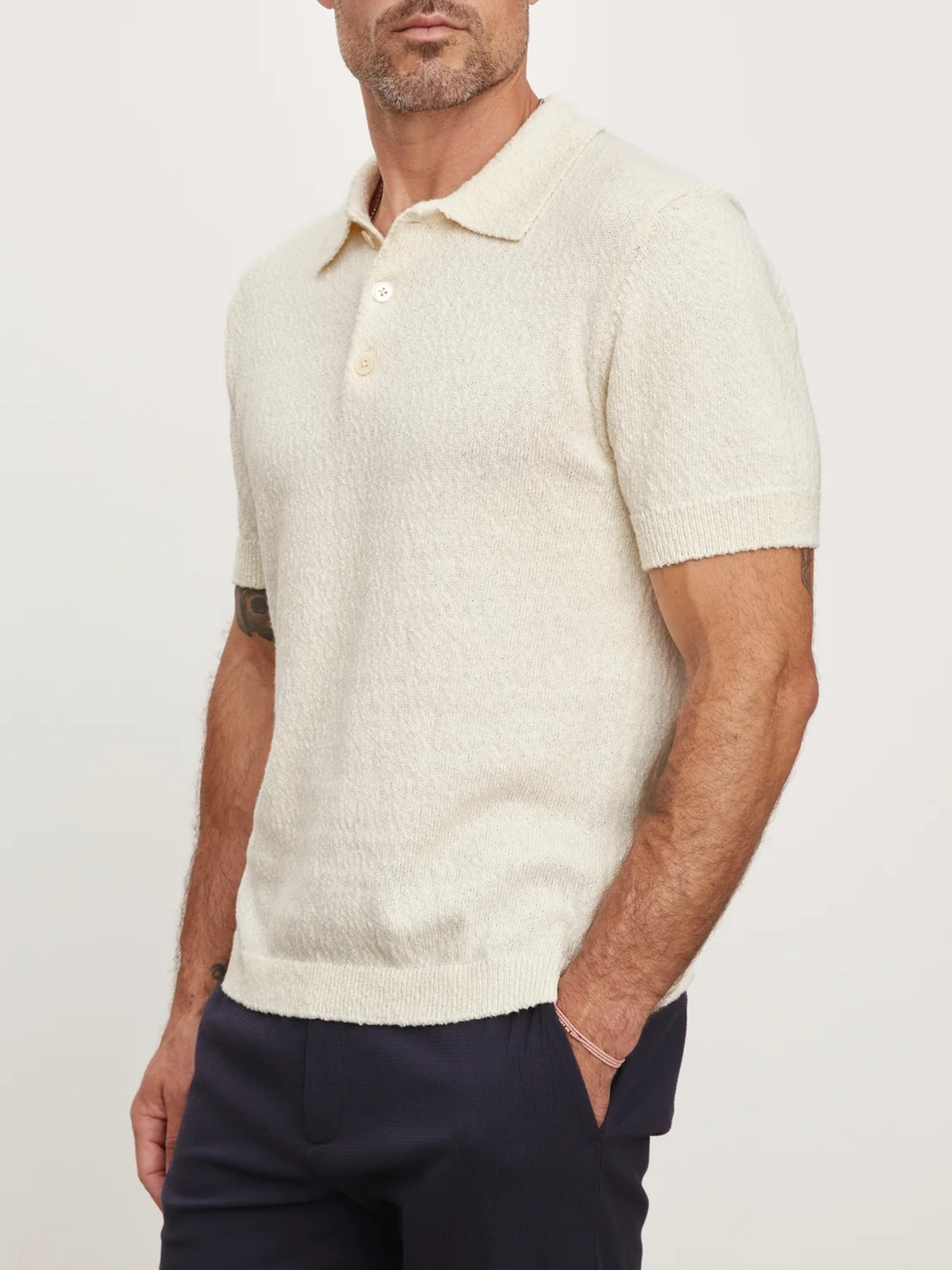 Lapel Neck Texture Polo Shirt