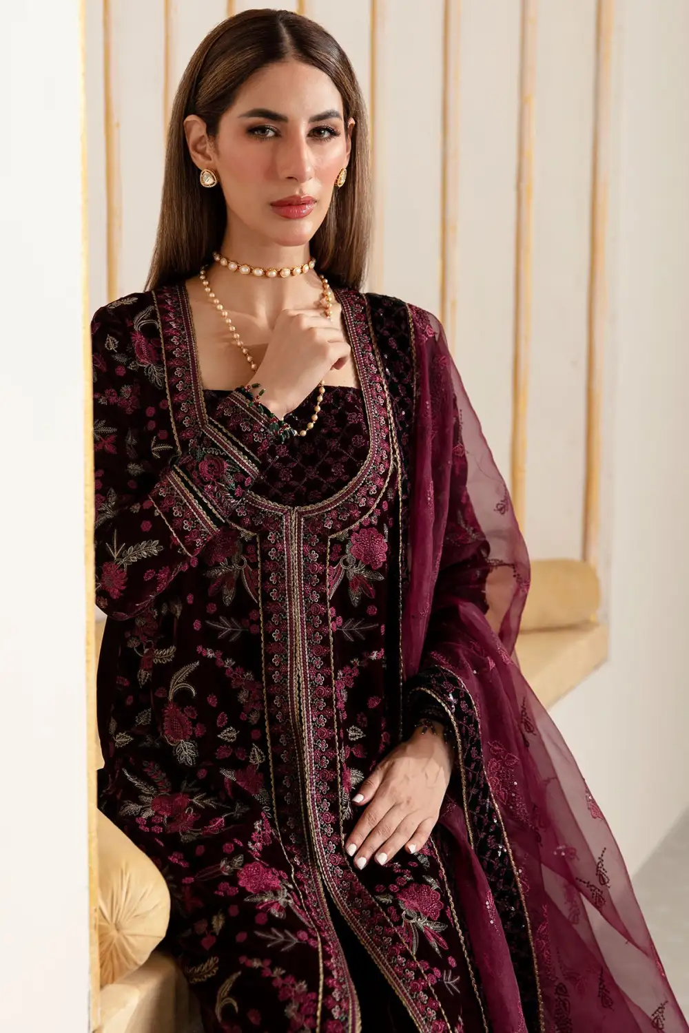 Embroidered Velvet Formal SETS