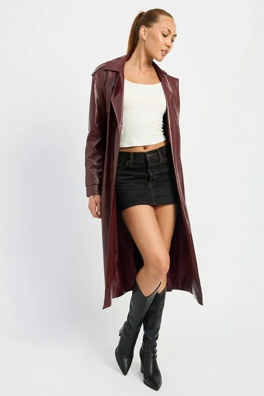 Vegan Leather Trench Coat