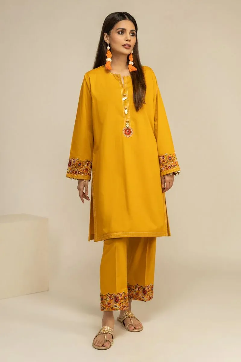 2 Piece | Kurta & Pants | Color Yellow