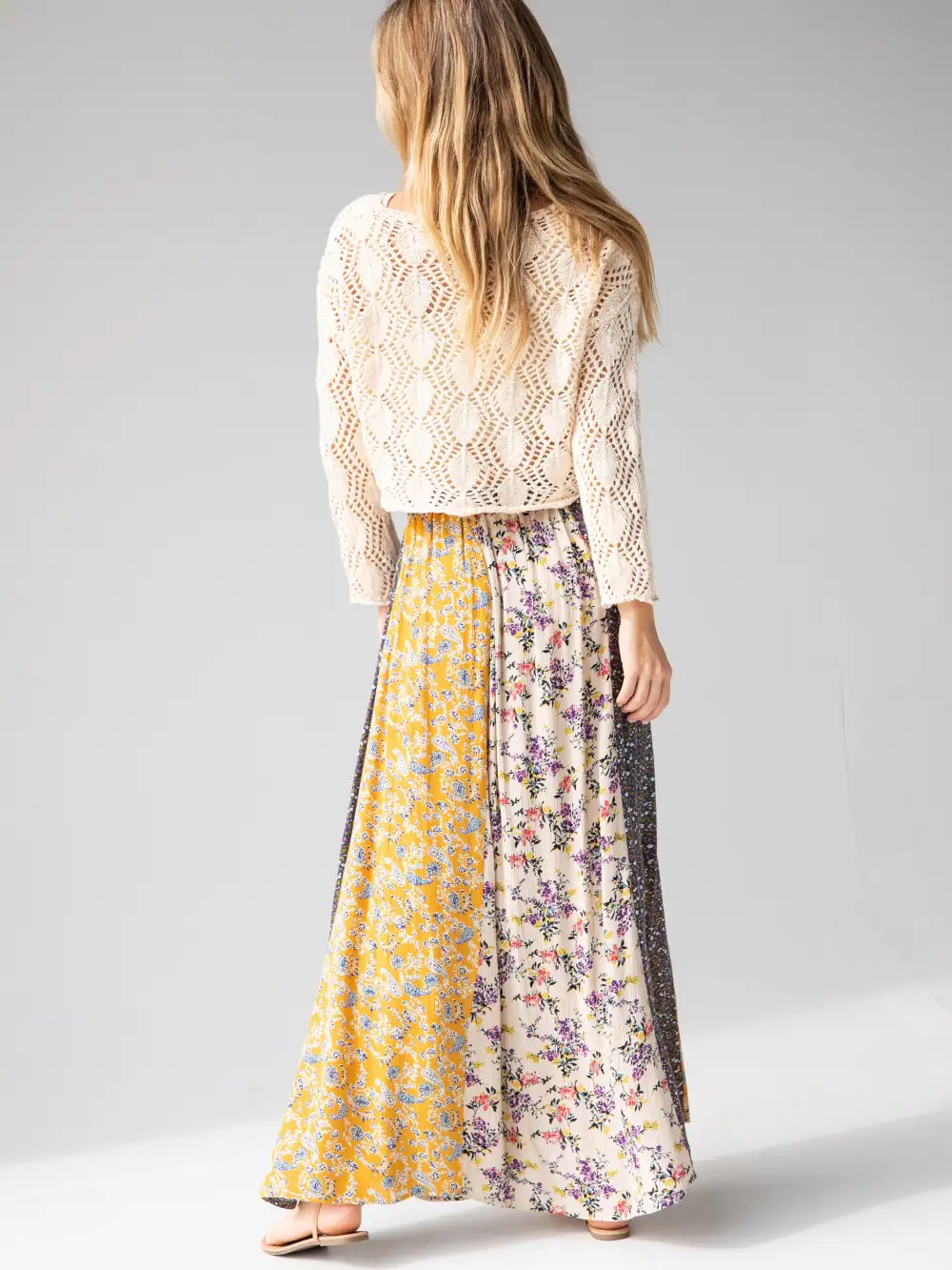 Valentina Maxi Skirt - Yellow Cream Floral Mix