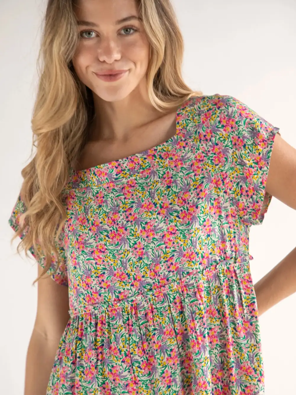 Berkley Mini Dress - Ditsy Neon Floral