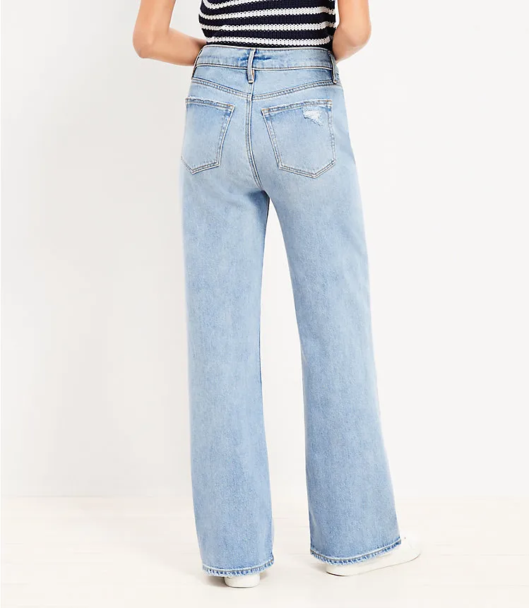 High Rise Wide Leg Jeans in Light Wash Indigo