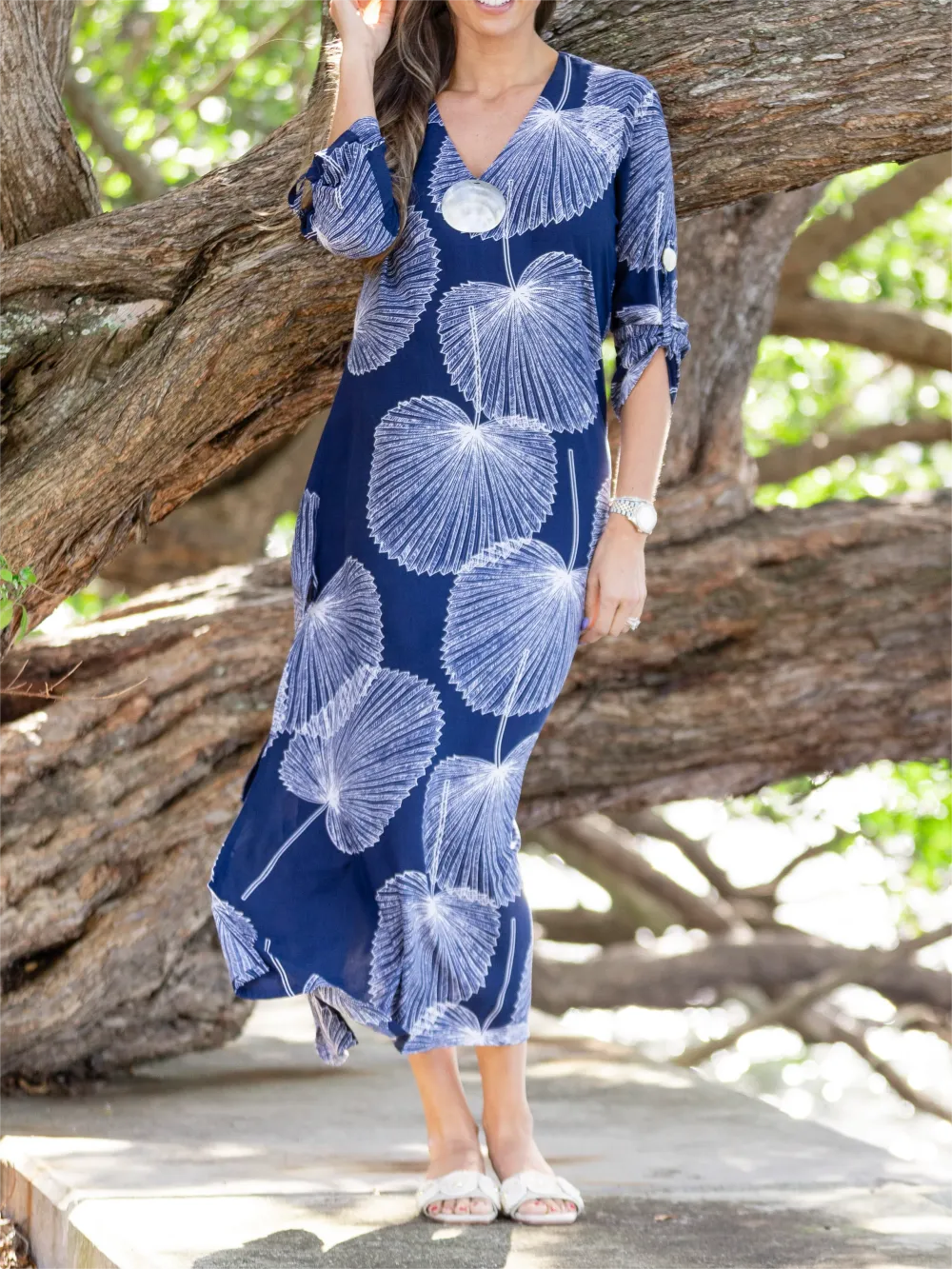 Seychelles Kaftan / Navy Palm