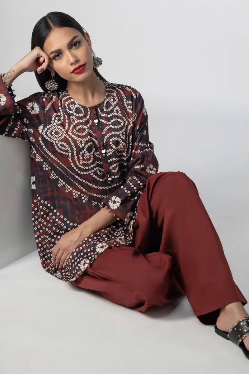 2 Piece Kurta | Embroidered & Pants Claret