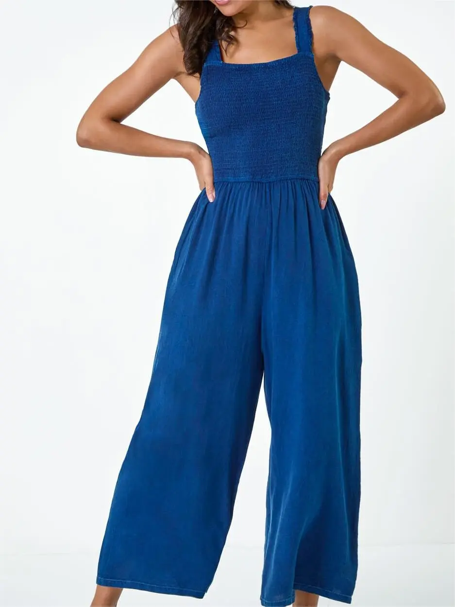 Royal blue suspender jumpsuit