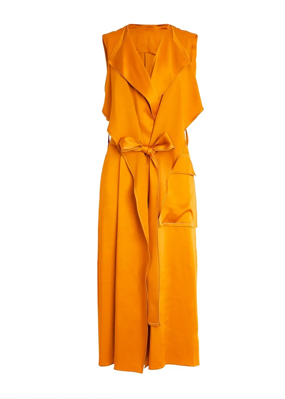 Sleeveless Drawstring Trench Dress