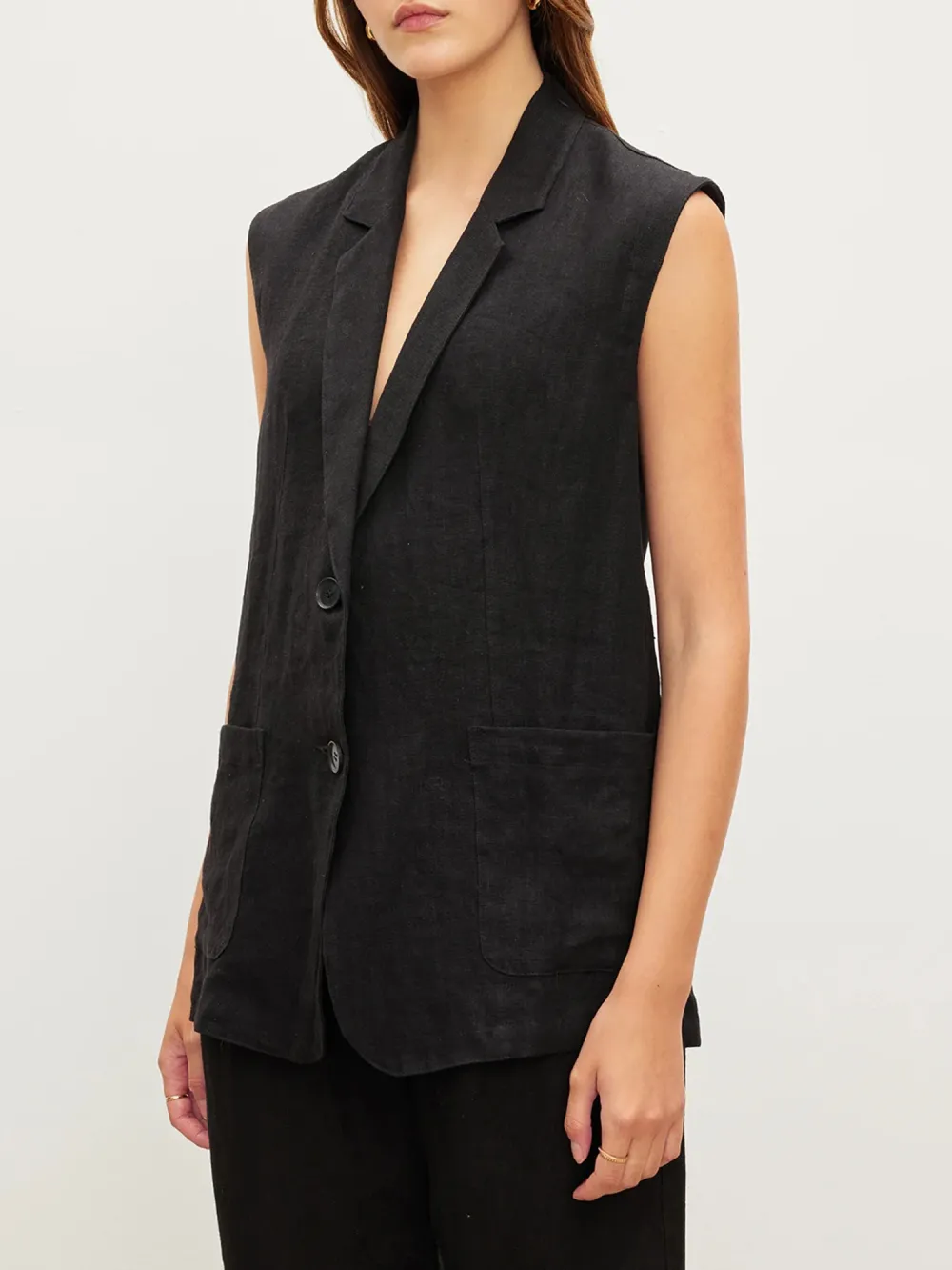 Bethan Heavy Linen Sleeveless Blazer