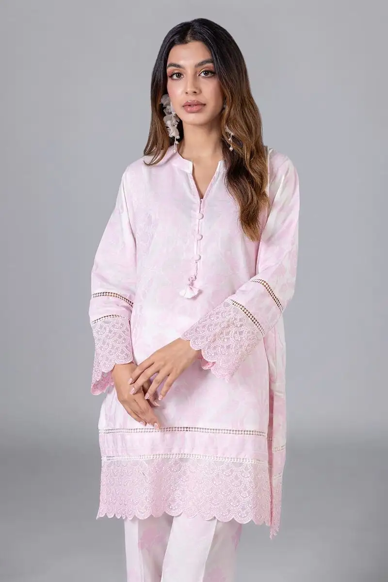 3 Piece Kurta Embroidered | Dupatta& Bottom & Tops | Color Pink