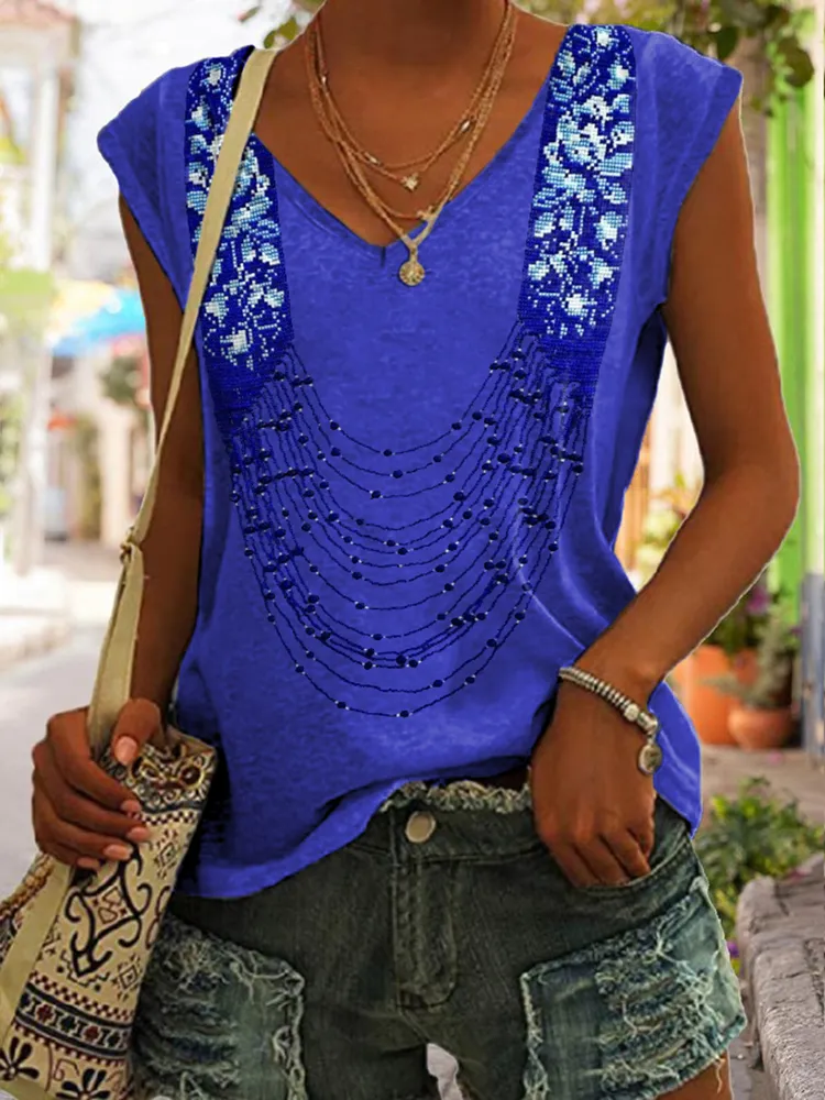 Vintage Floral Tassel Pattern Women's Tank Top