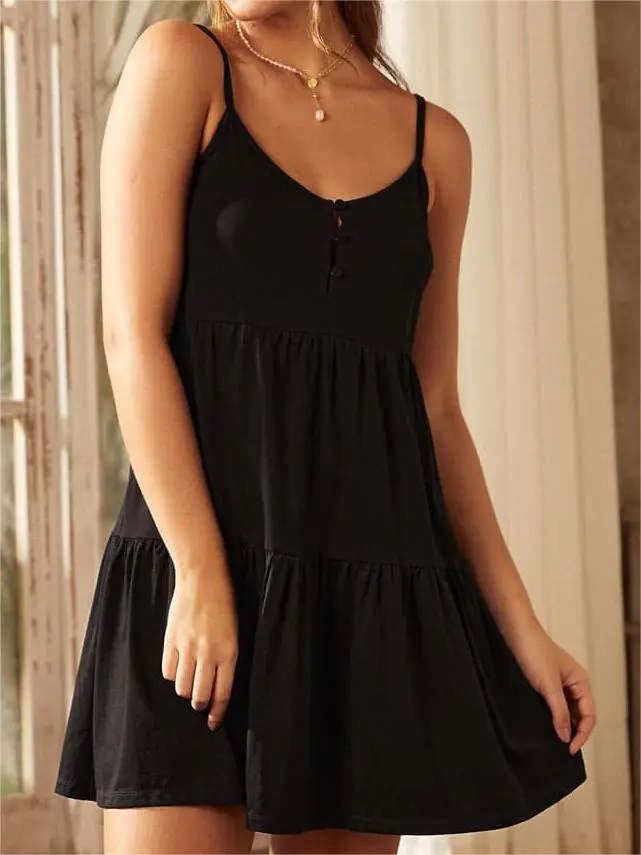 Black Casual Adjustable Dresses