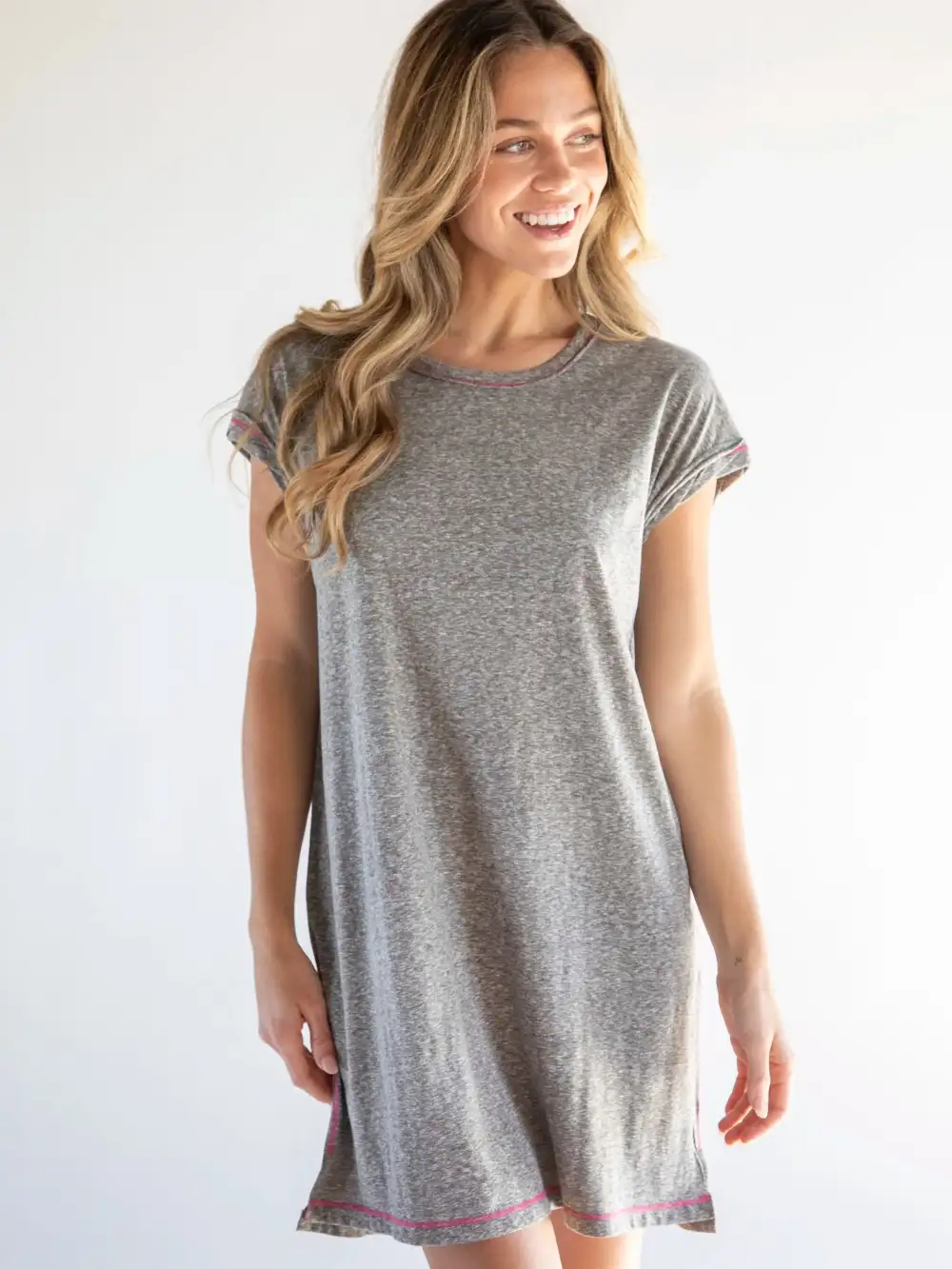 Frankie Knit Tee Mini Dress - Heather Grey