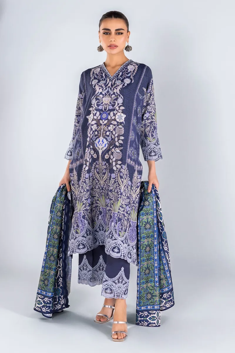 2 Piece Kurta | Embroidered & Pants Dark blue