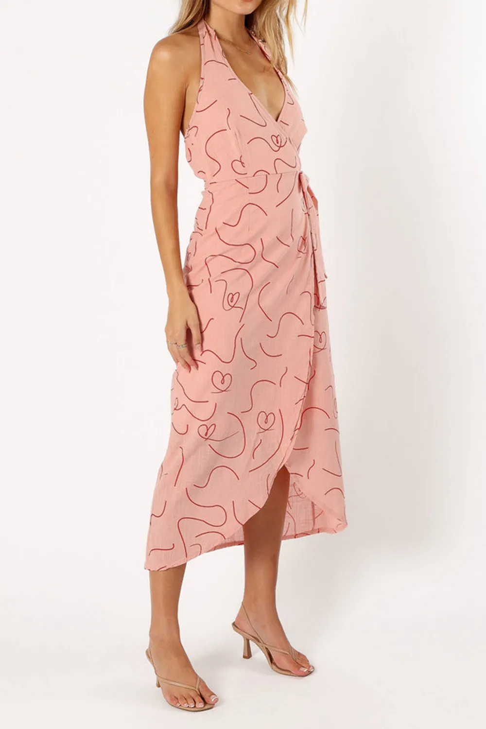 ABIGAIL WRAP MIDI DRESS - PINK