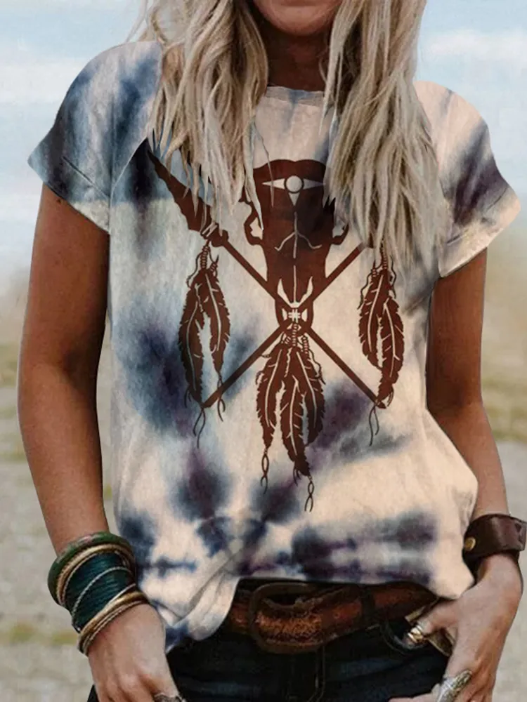 Women'S Western Tie-Dye Arrow Graphic T-Shirt