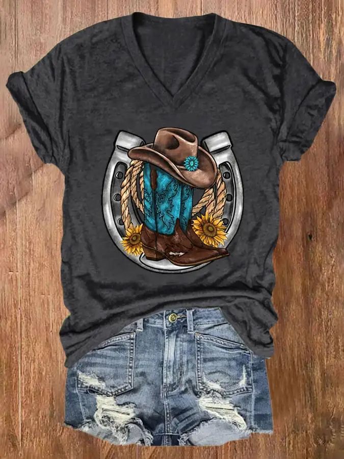 🔥Buy 3 Get 10% Off🔥Women's Western Print T-Shirt