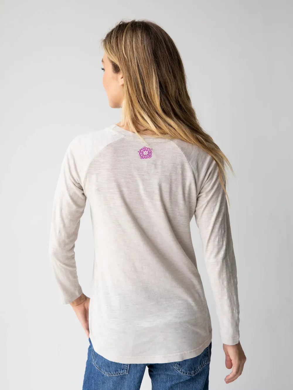 Long Sleeve Boho Cotton Tee Shirt - Live Happy