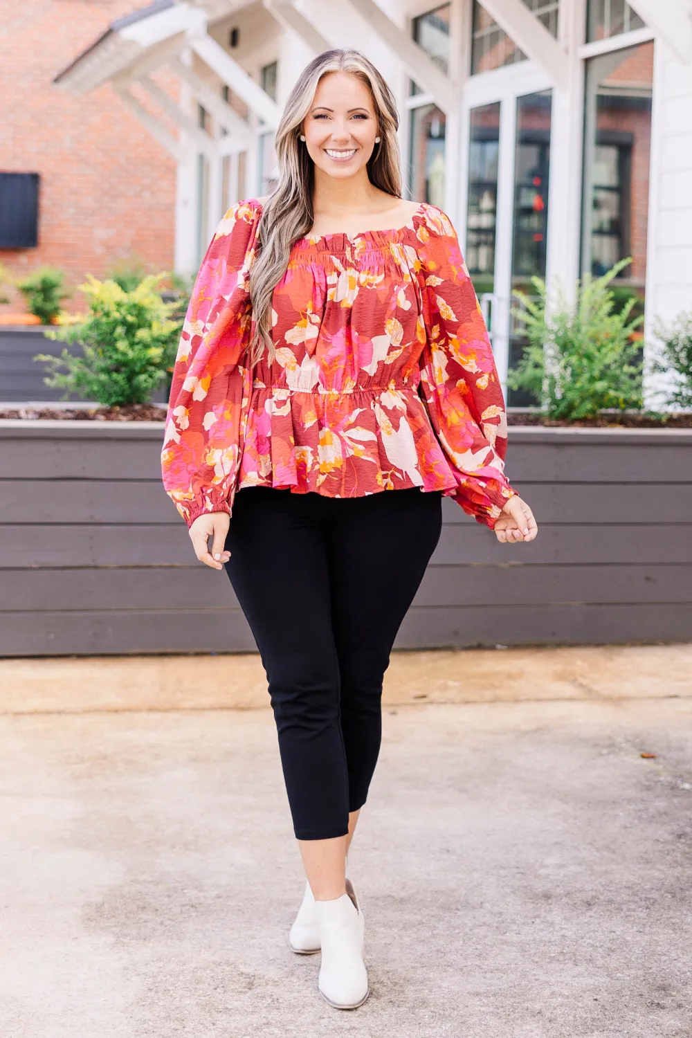 Petal Perfection Blouse, Brick