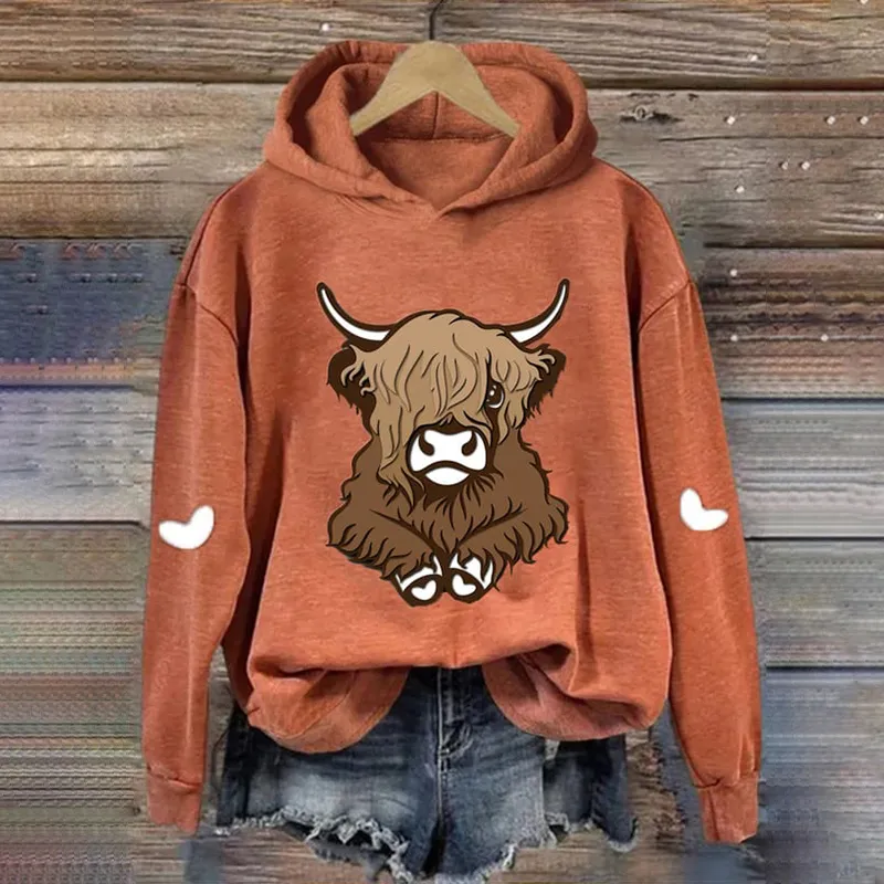 Women's Cool Highland Cow Vintage Hoodie