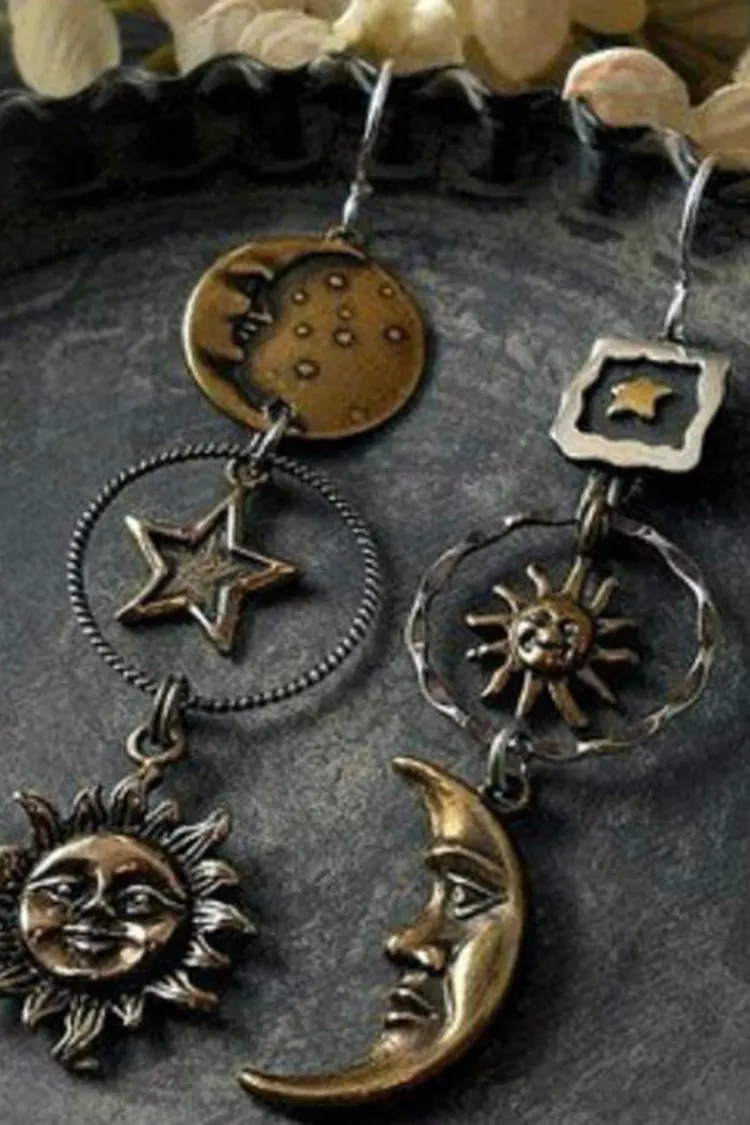 Vintage Sun Moon Star Earrings