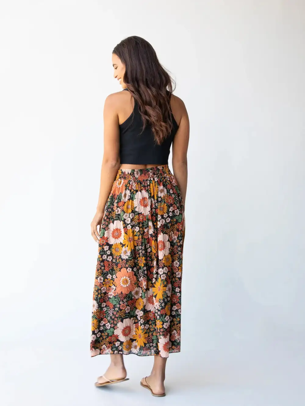 Maylin Midi Skirt - Orange Floral