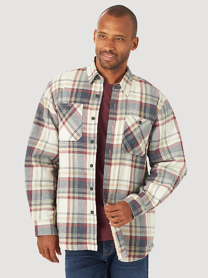 MEN'S WRANGLER® AUTHENTICS SHERPA LINED FLANNEL SHIRT IN TWILL HEATHER