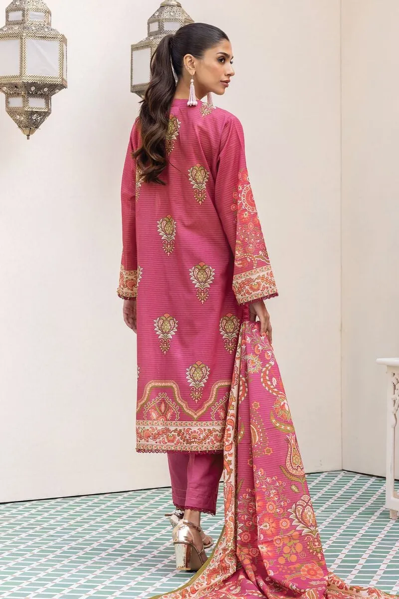 3 Piece Kurta Embroidered | Dupatta& Bottom & Tops | Color Pink purple