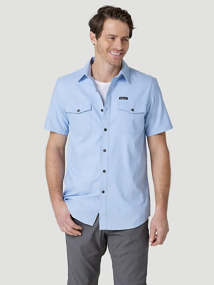 MEN'S OUTDOOR SHORT SLEEVE CAMP SHIRT IN ASHLEY BLUE