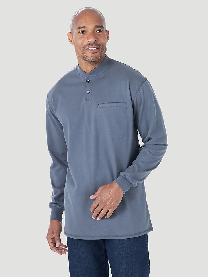 WRANGLER® RIGGS WORKWEAR® FR FLAME RESISTANT LONG SLEEVE LIGHTWEIGHT HENLEY IN CASTLE ROCK