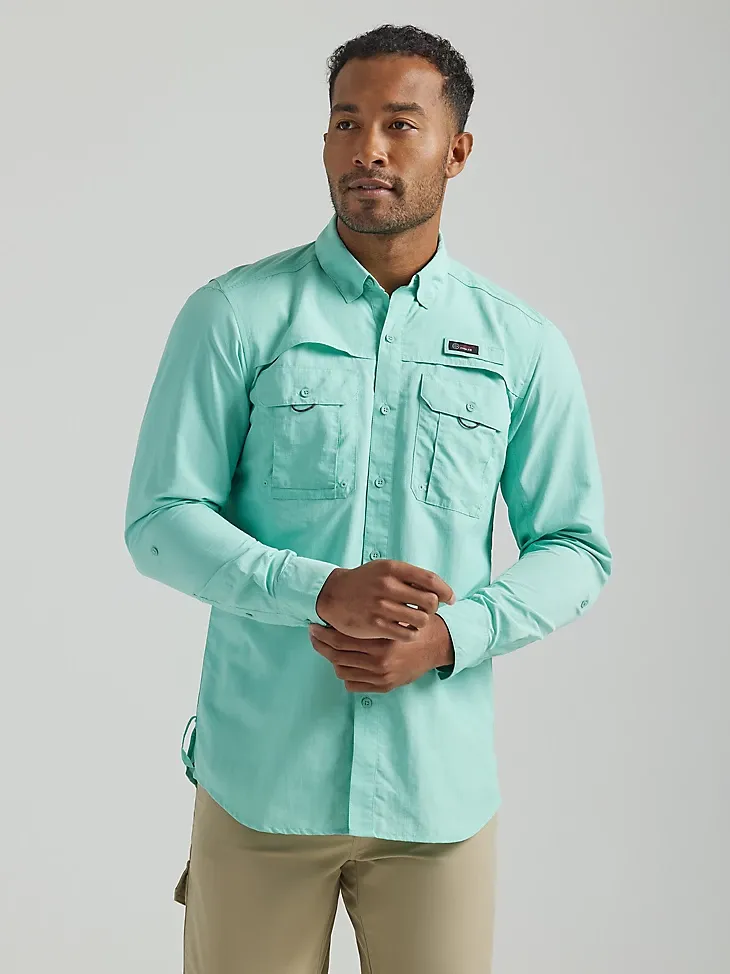 ATG BY WRANGLER™ MEN'S ANGLER LONG SLEEVE SHIRT IN TRADEWINDS