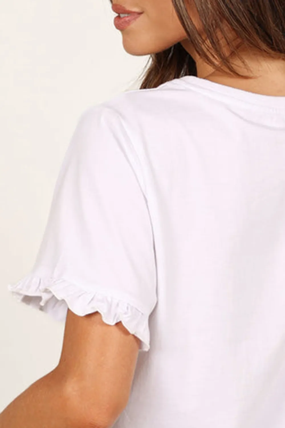 RUFFLE SLEEVE PURE WHITE TOP