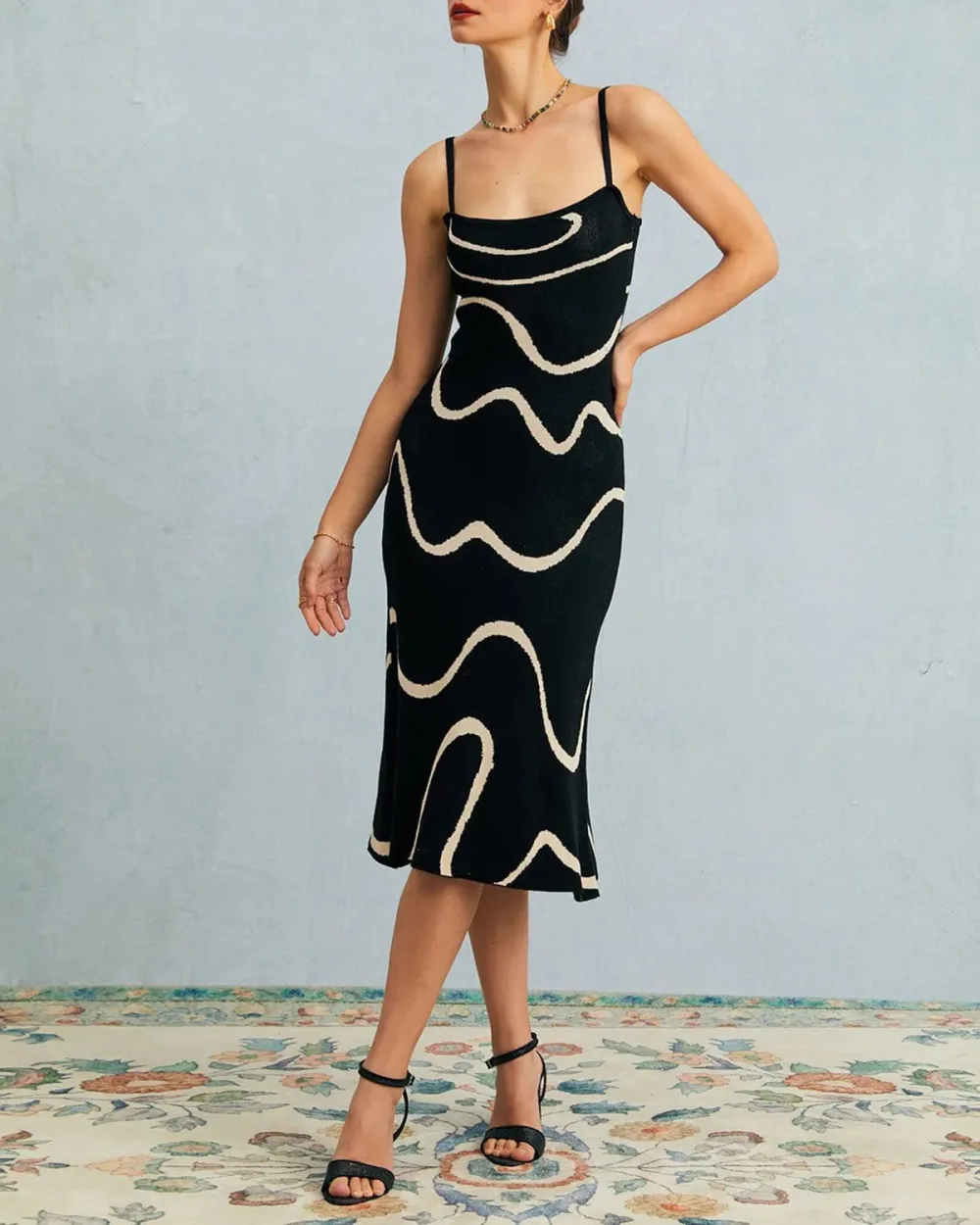 Black Wave Sling Dress