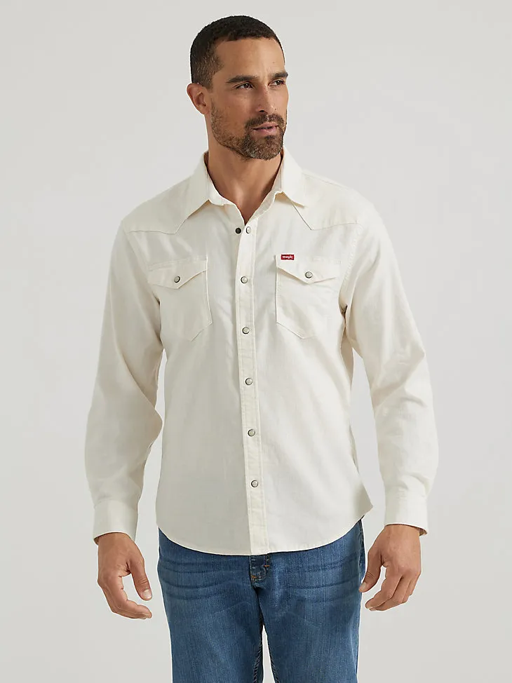 MEN'S COWBOY WASH DENIM SHIRT IN ECRU CREAM