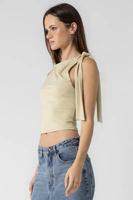 One Shoulder Tie Knotted Top