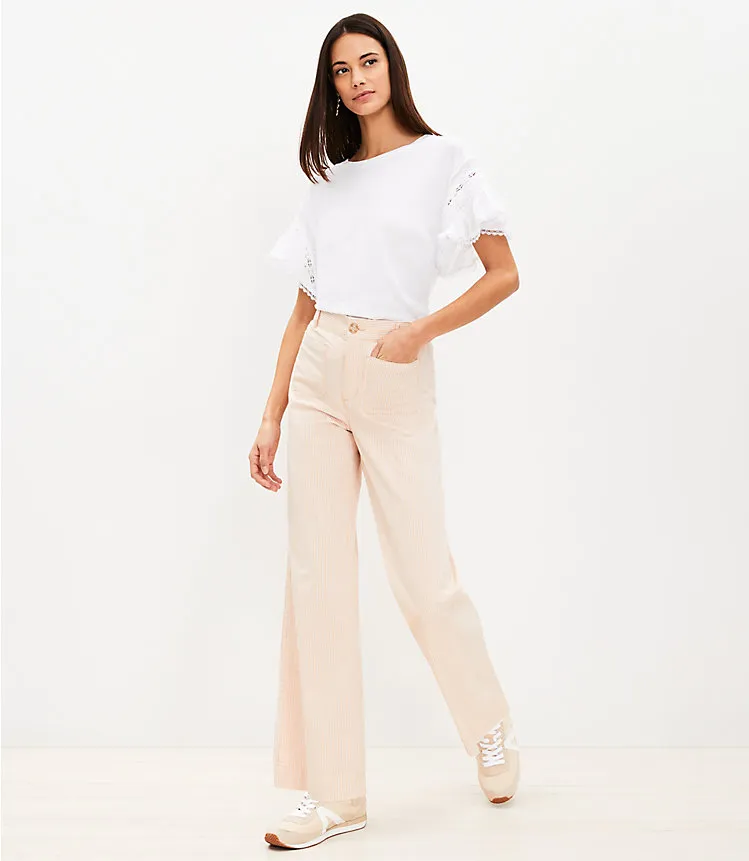 Palmer Wide Leg Pants in Striped Seersucker