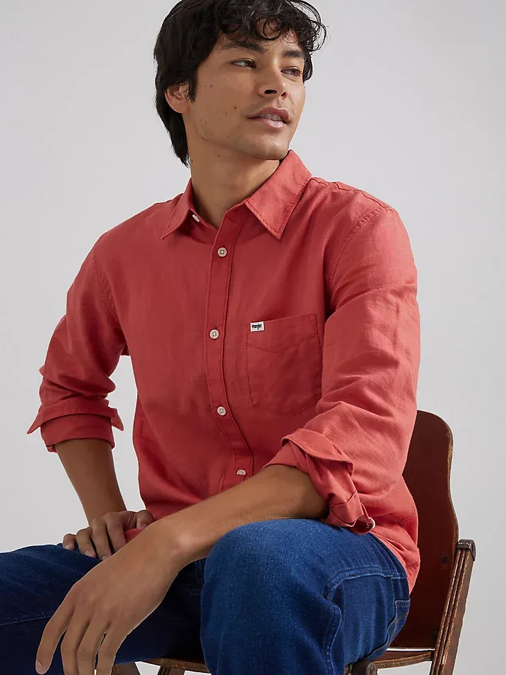 MEN'S LINEN SHIRT IN BURNT SIENNA