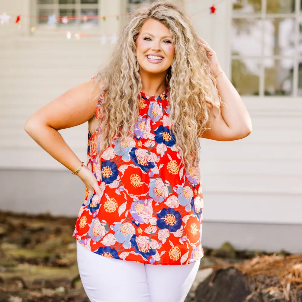 Bold Botanic Top, Red