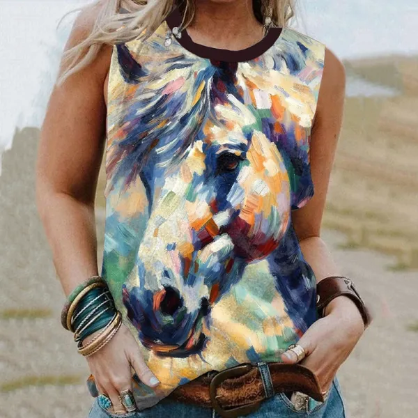 Women's Animal Horse Print Tank Top