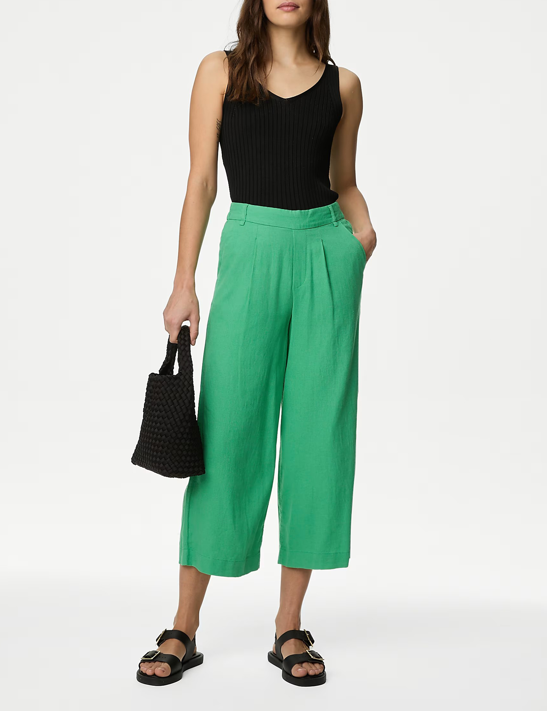 High Waist Slight Stretch Pants