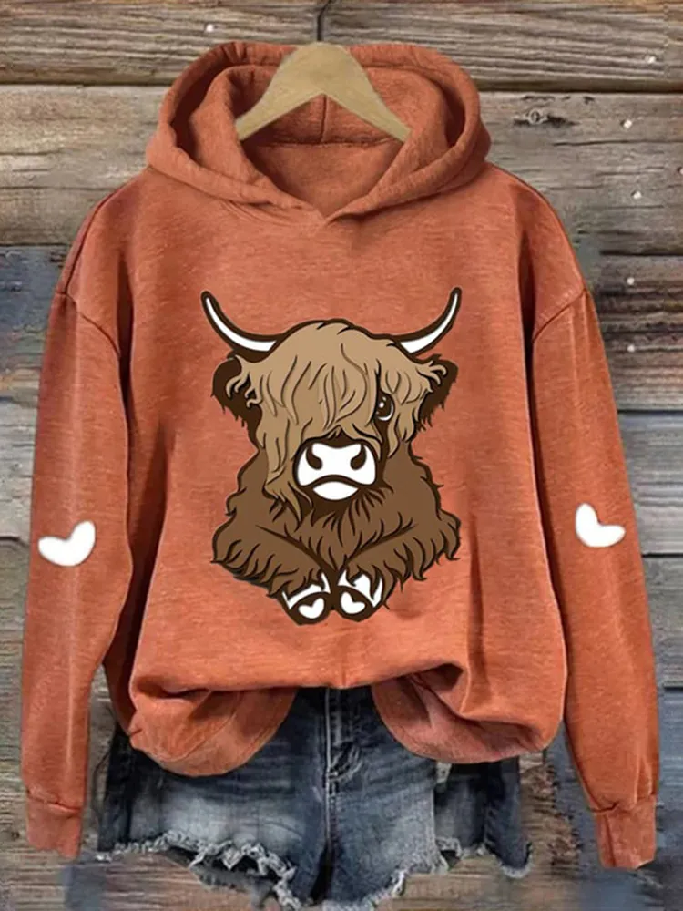 Women's Cool Highland Cow Vintage Hoodie