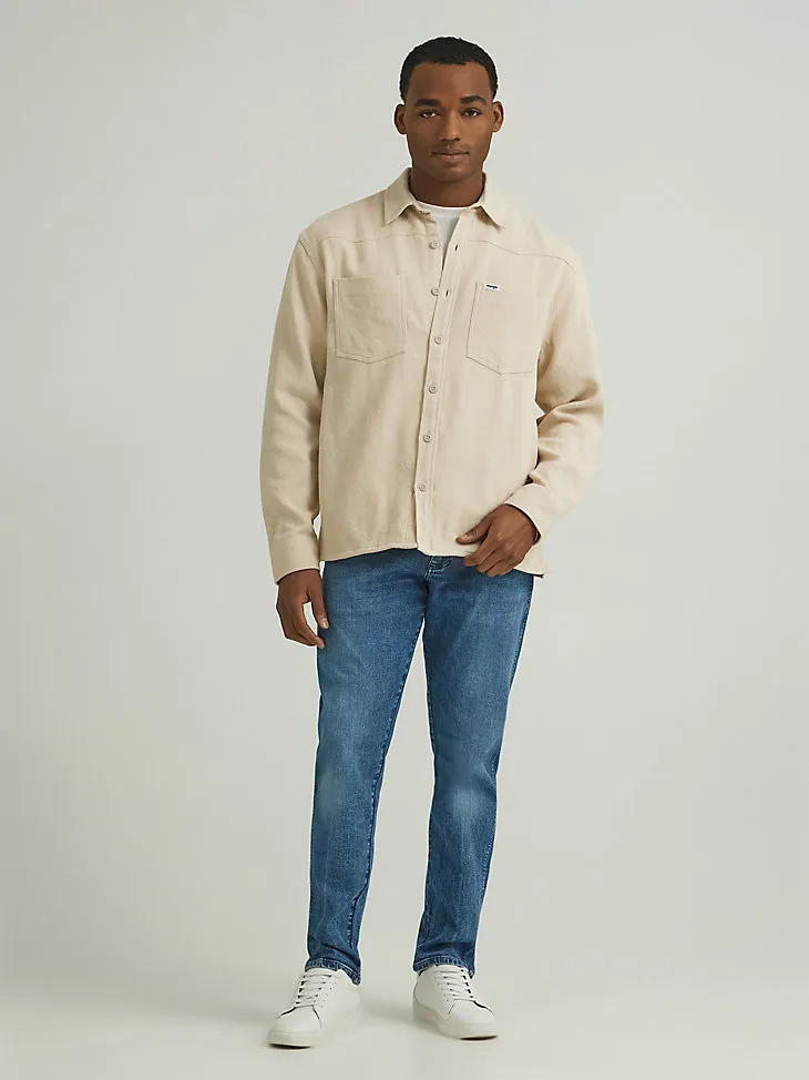 MEN'S TWILL OVERSHIRT IN OATMEAL