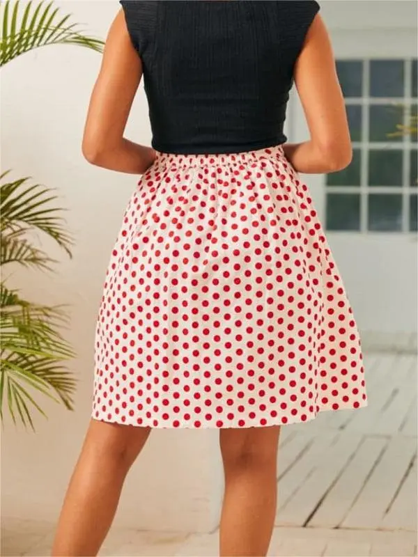 Red Dot Printed Skirt