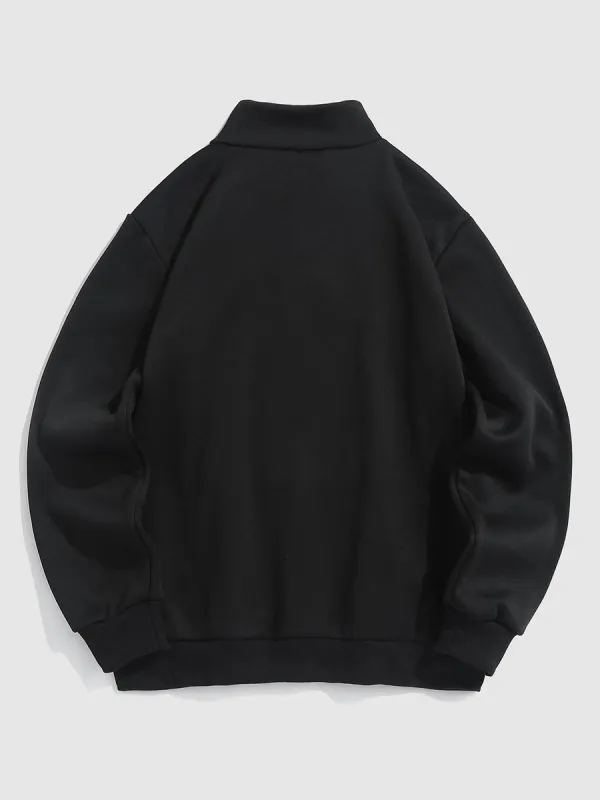 Thermal fleece-lined sweatshirt with graphic front pocket