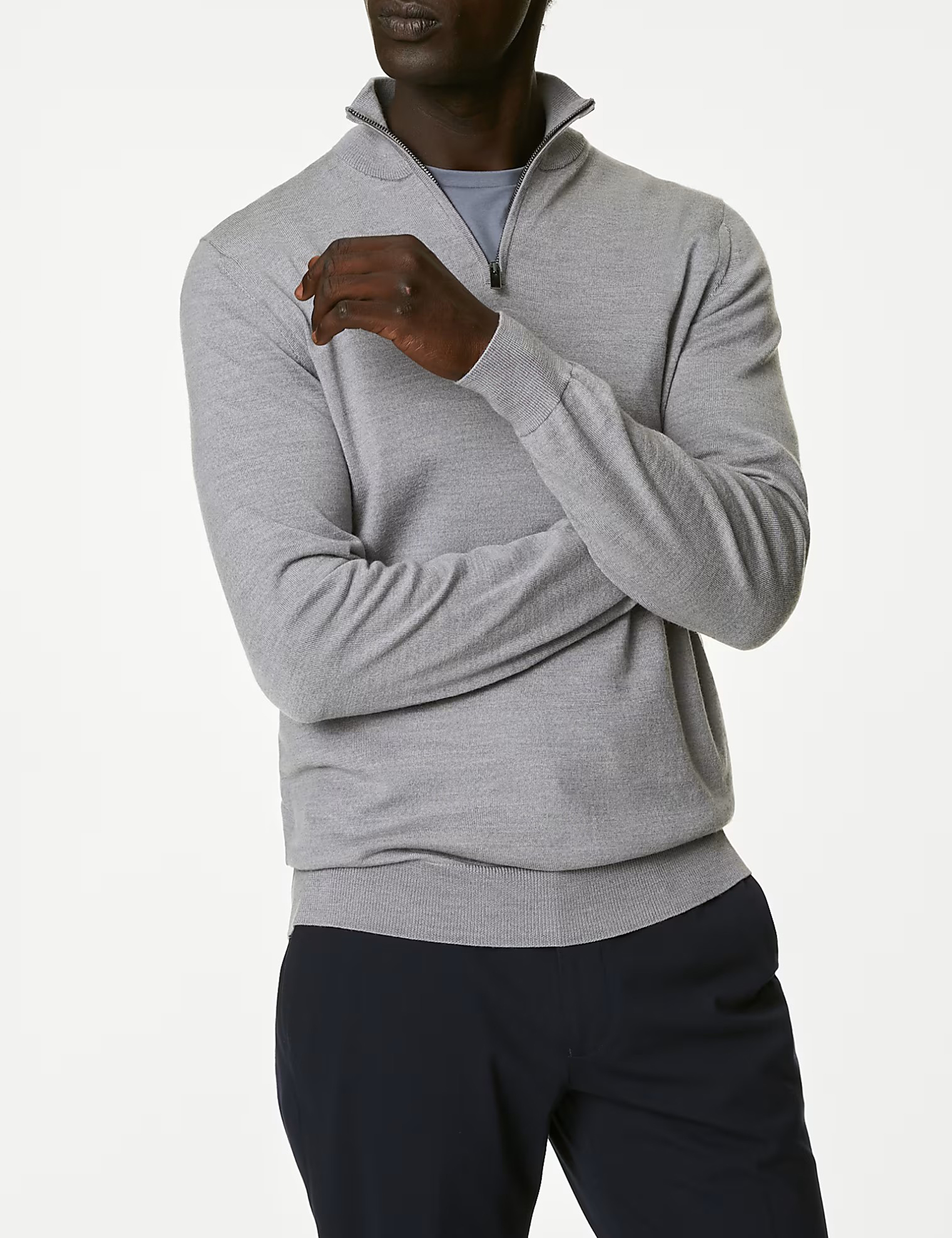 Pure Extra Fine Merino Wool Half Zip Jumper