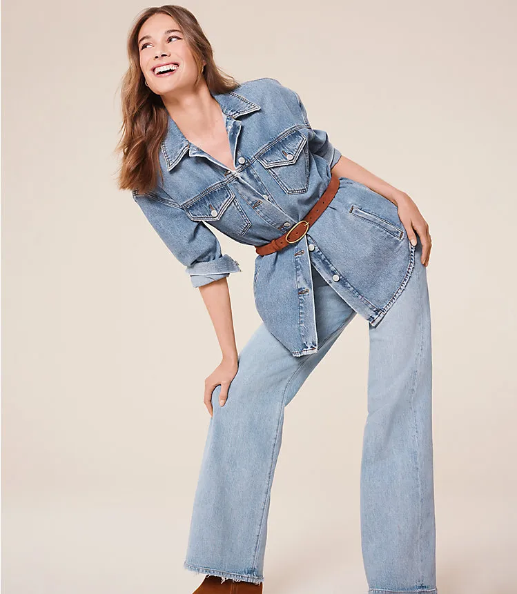 High Rise Wide Leg Jeans in Light Wash Indigo