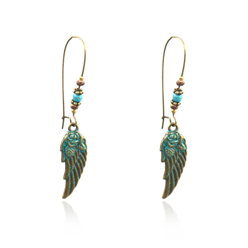 Alloy Creative Big Ear Hook Turquoise Earrings