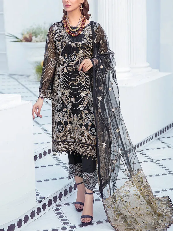 Embroidered Luxury Chiffon Elegant Ethnic Ladies Suit