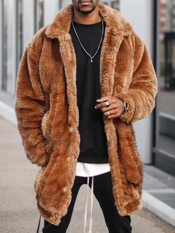 Men's Casual Oversized Plush Coat Jacket